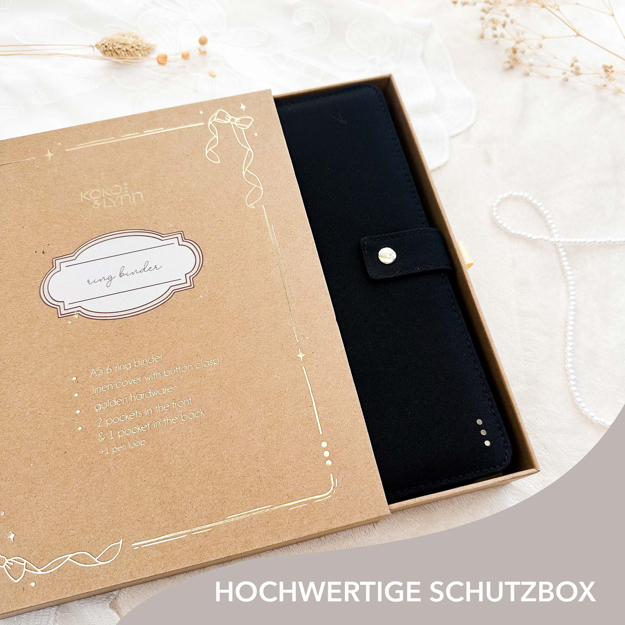 Ringbuch Cover - Leinen - Schwarz