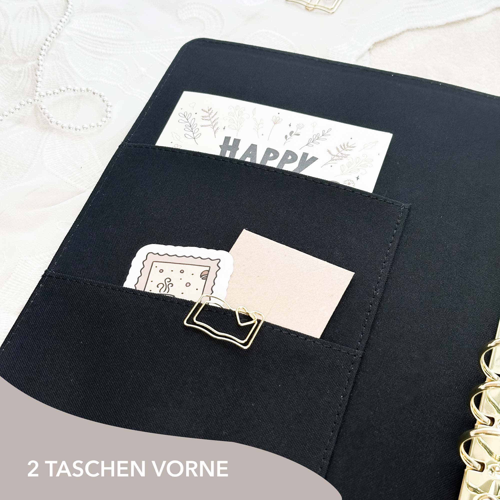Ringbuch Cover - Leinen - Schwarz