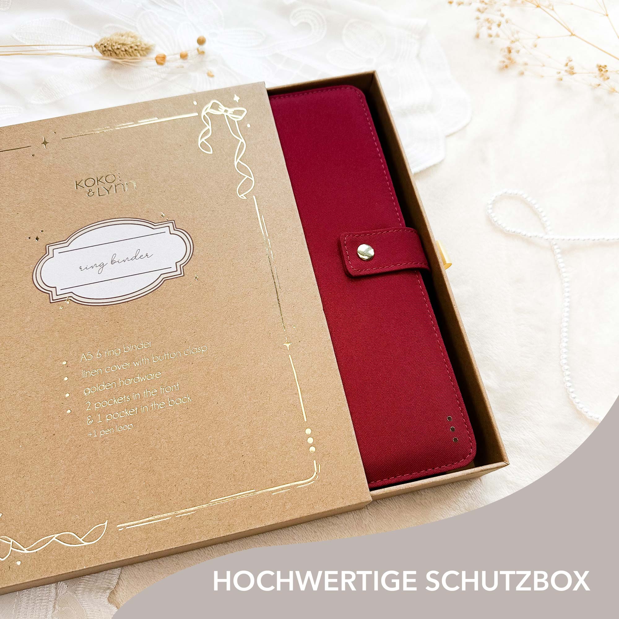 Ringbuch Cover - Leinen - Bordeaux