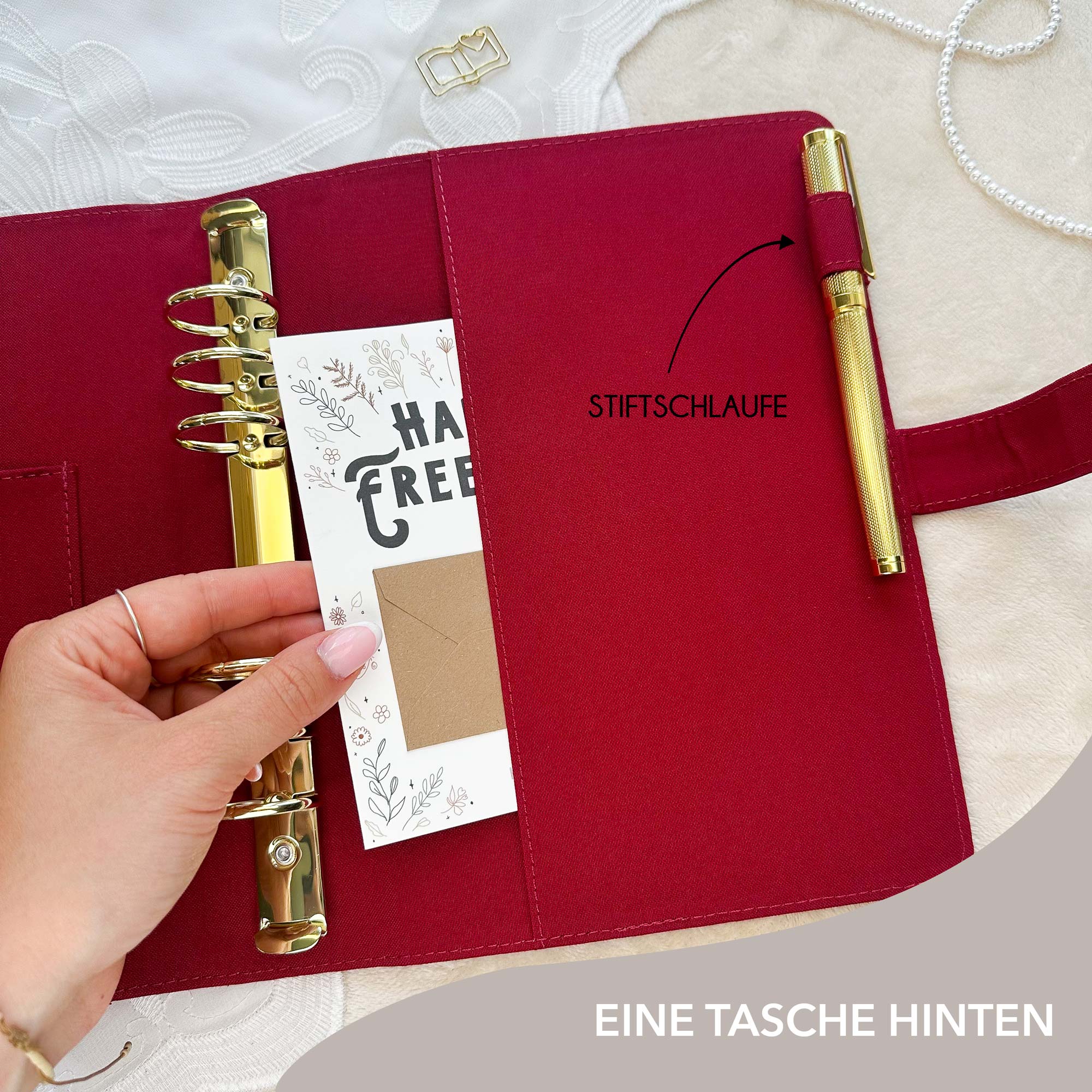 Ringbuch Cover - Leinen - Bordeaux