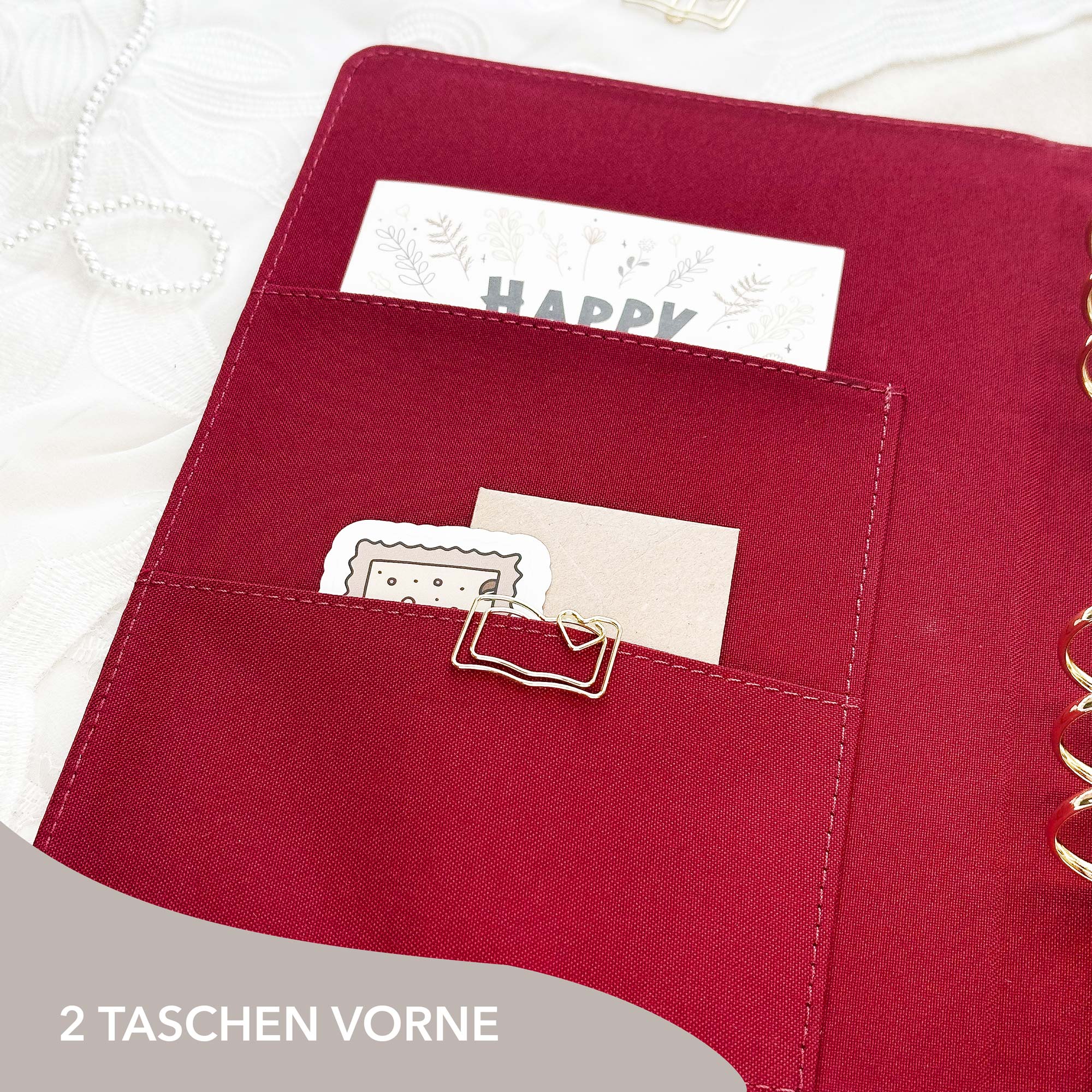 Ringbuch Cover - Leinen - Bordeaux
