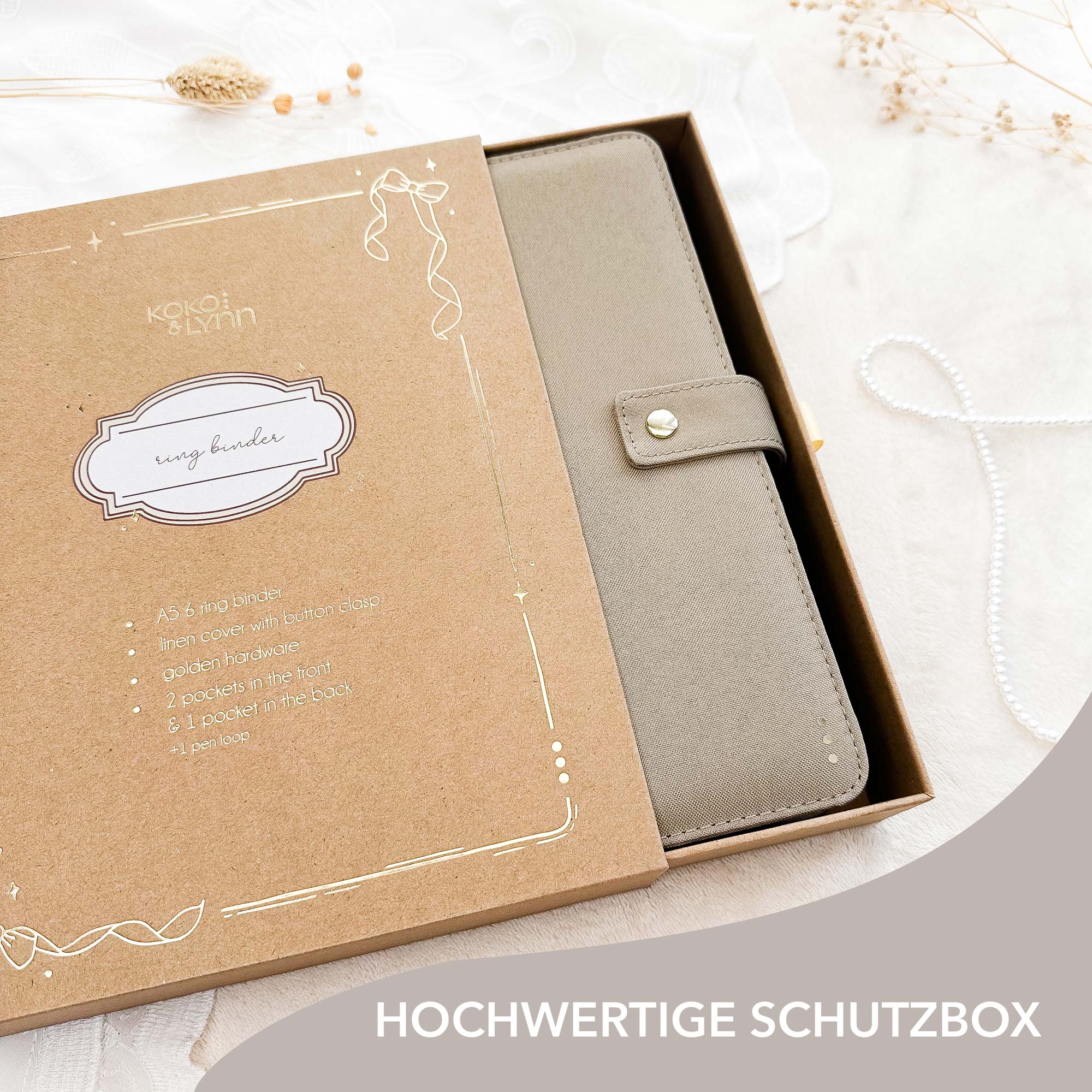 Ringbuch Cover - Leinen - Cappuccino