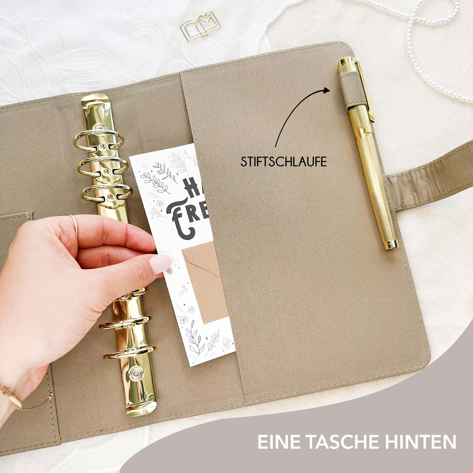 Ringbuch Cover - Leinen - Cappuccino