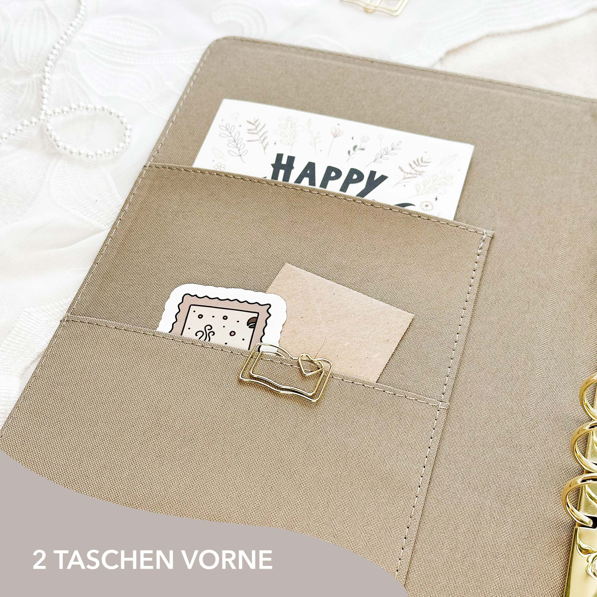 Ringbuch Cover - Leinen - Cappuccino