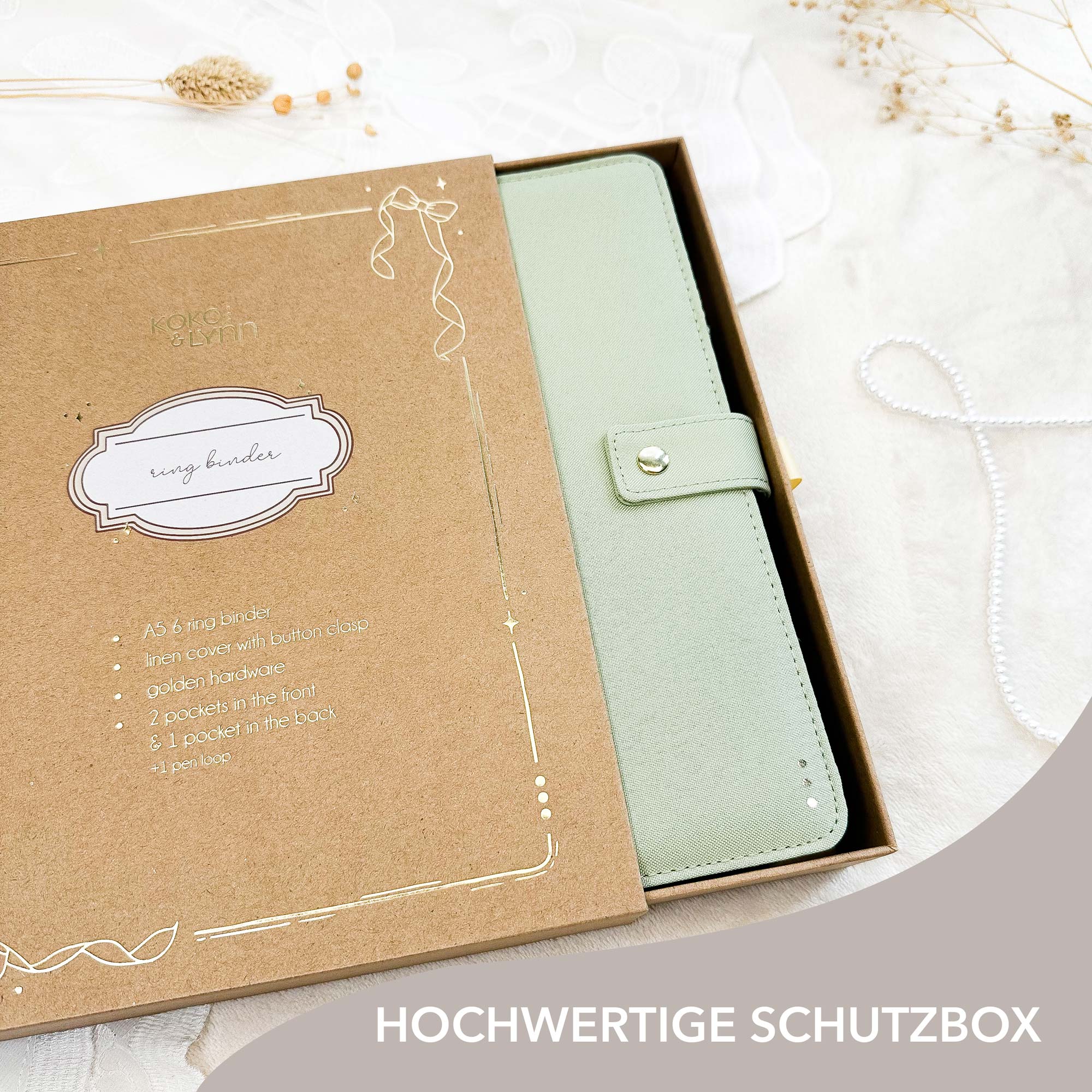 Ringbuch Cover - Leinen - Hellgrün