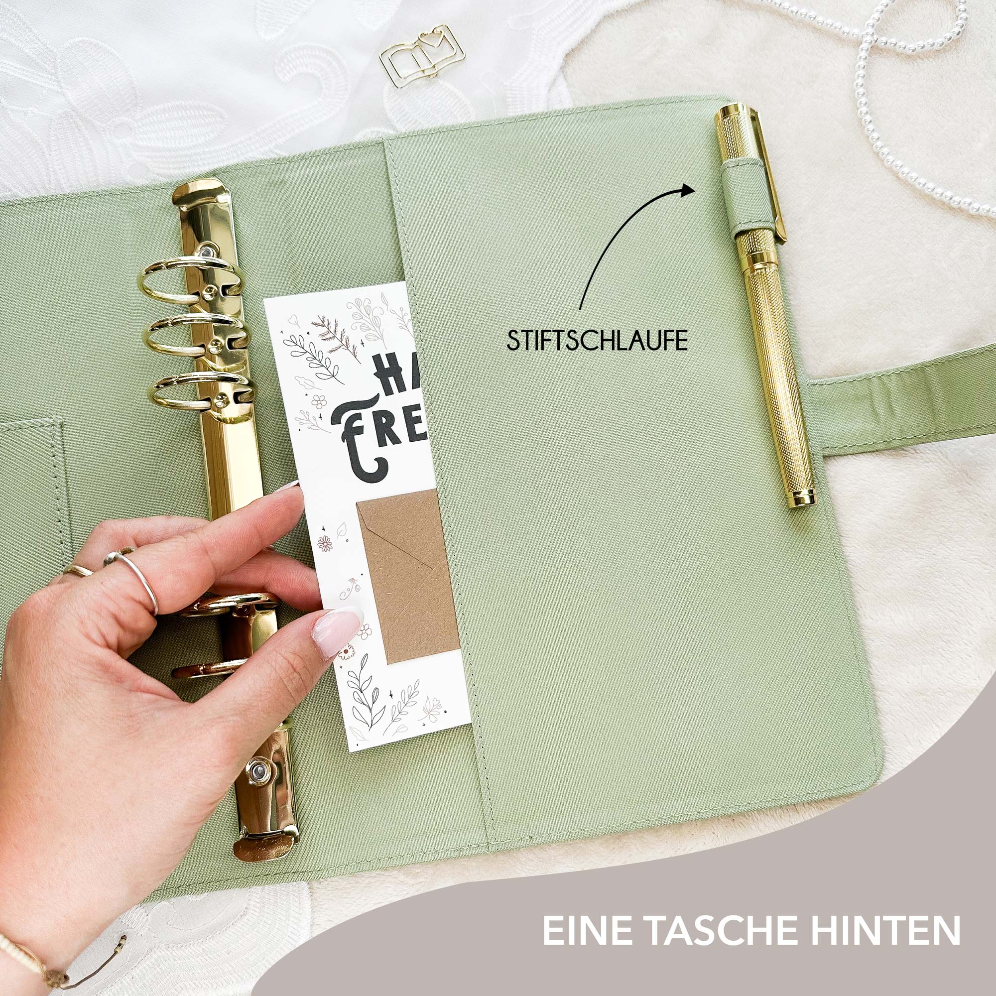 Ringbuch Cover - Leinen - Hellgrün