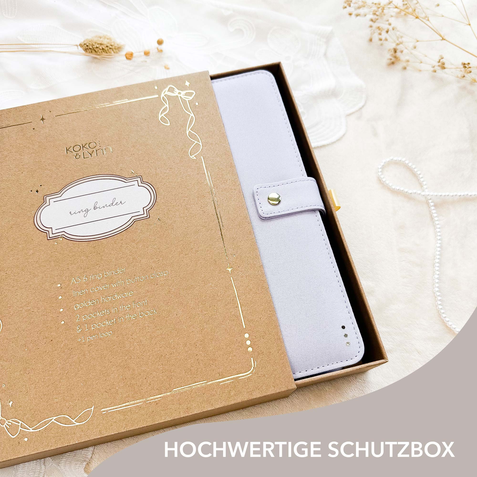 Ringbuch Cover - Leinen - Flieder