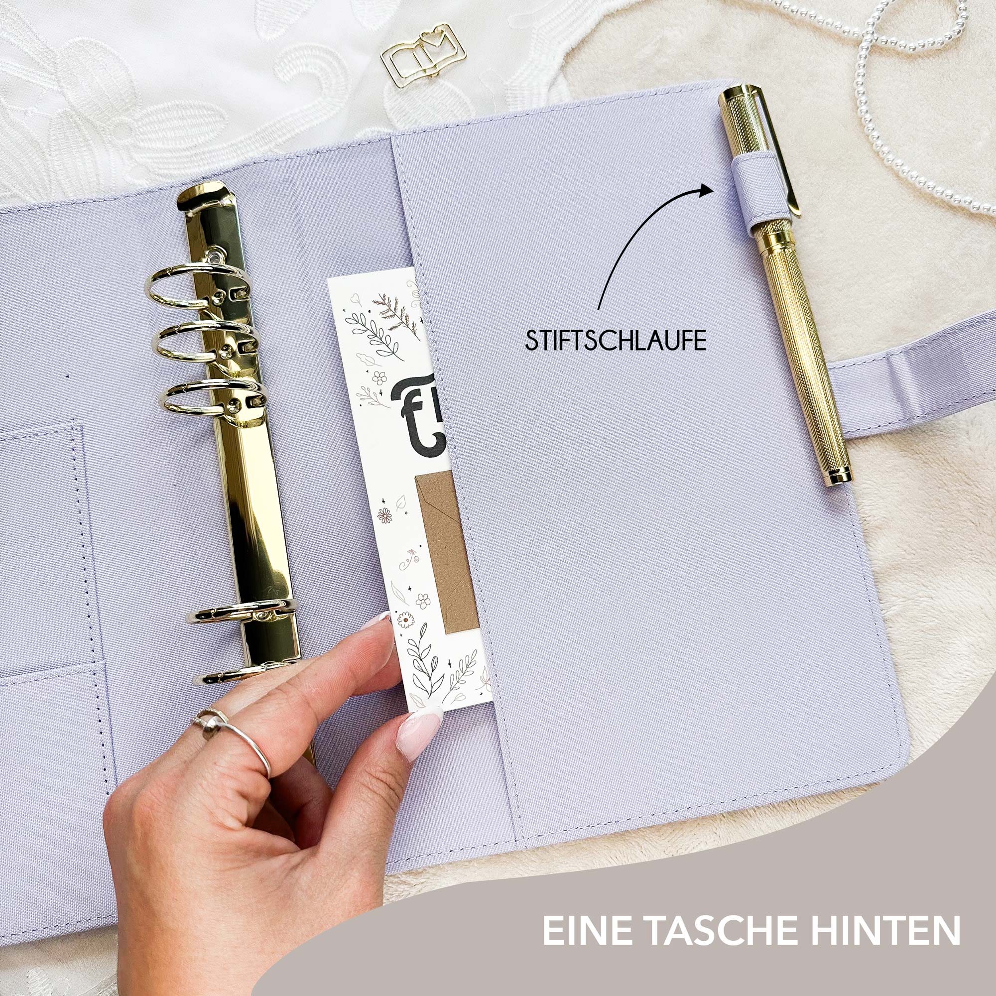 Ringbuch Cover - Leinen - Flieder