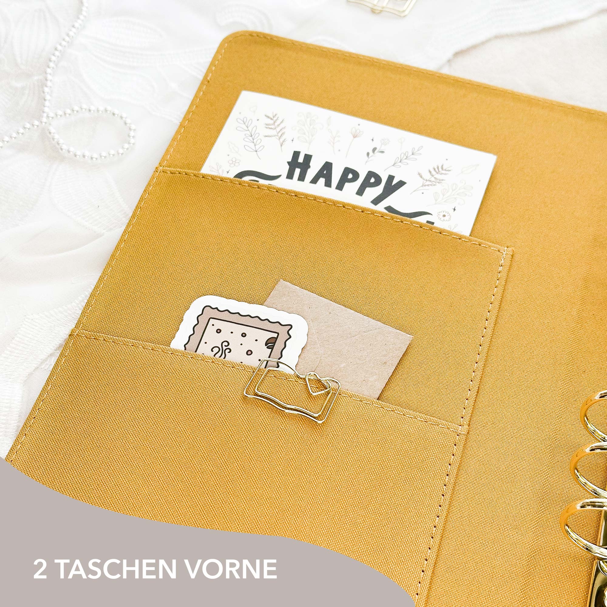 Ringbuch Cover - Leinen - Senf