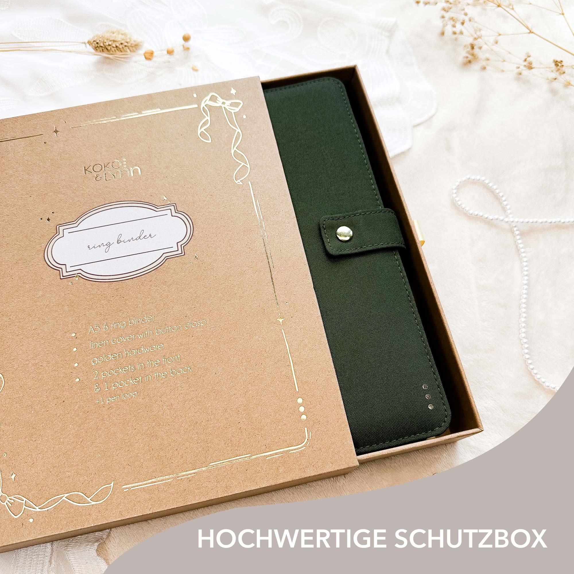 Ringbuch Cover - Leinen - Oliv