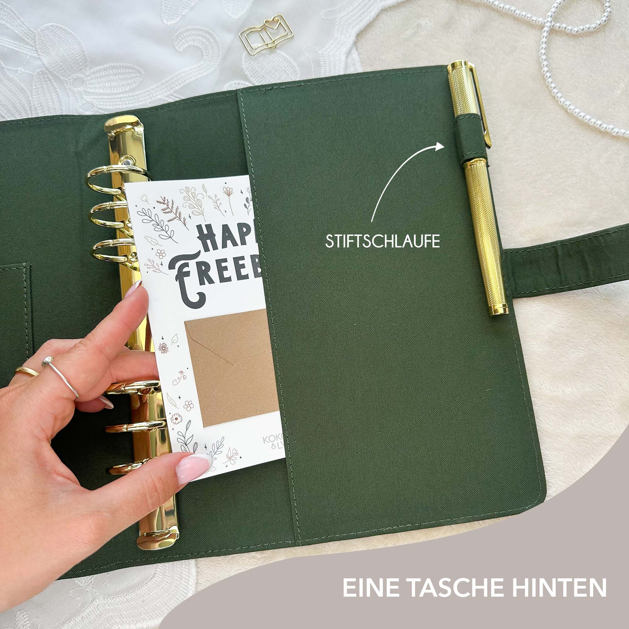 Ringbuch Cover - Leinen - Oliv