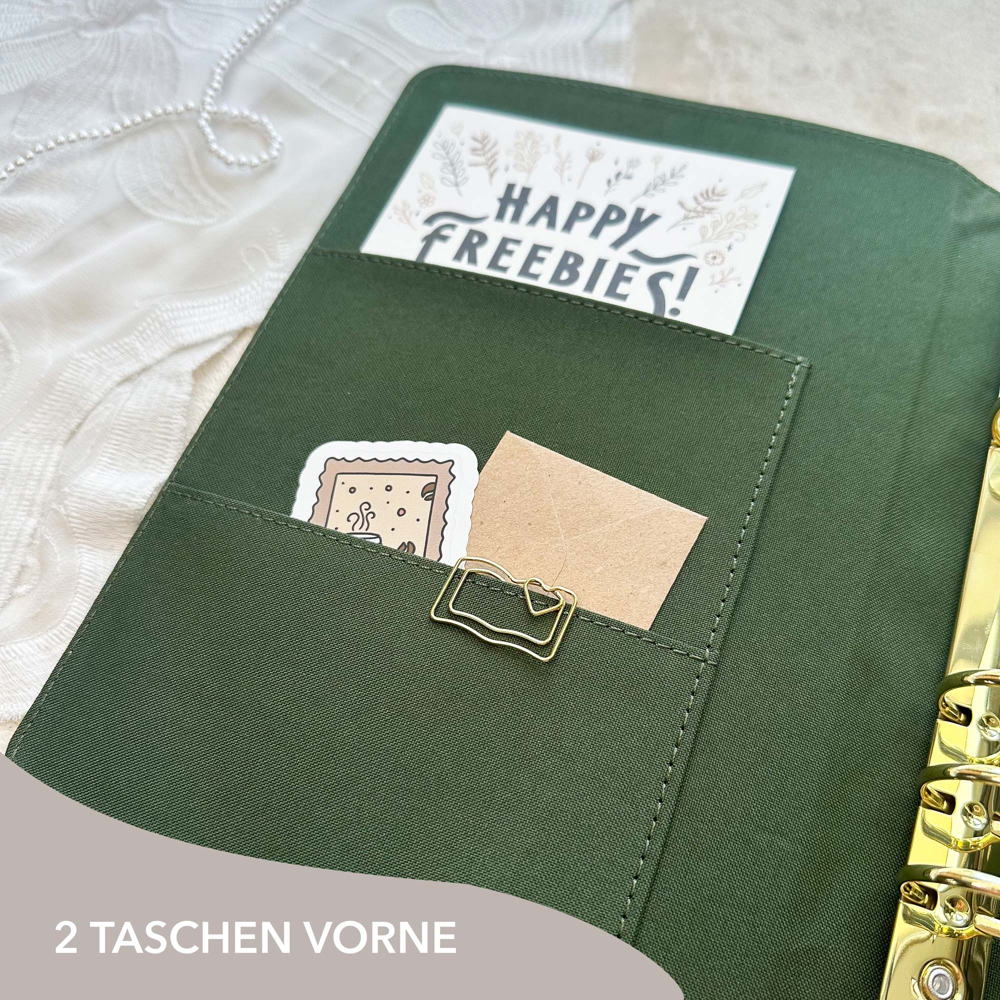 Ringbuch Cover - Leinen - Oliv