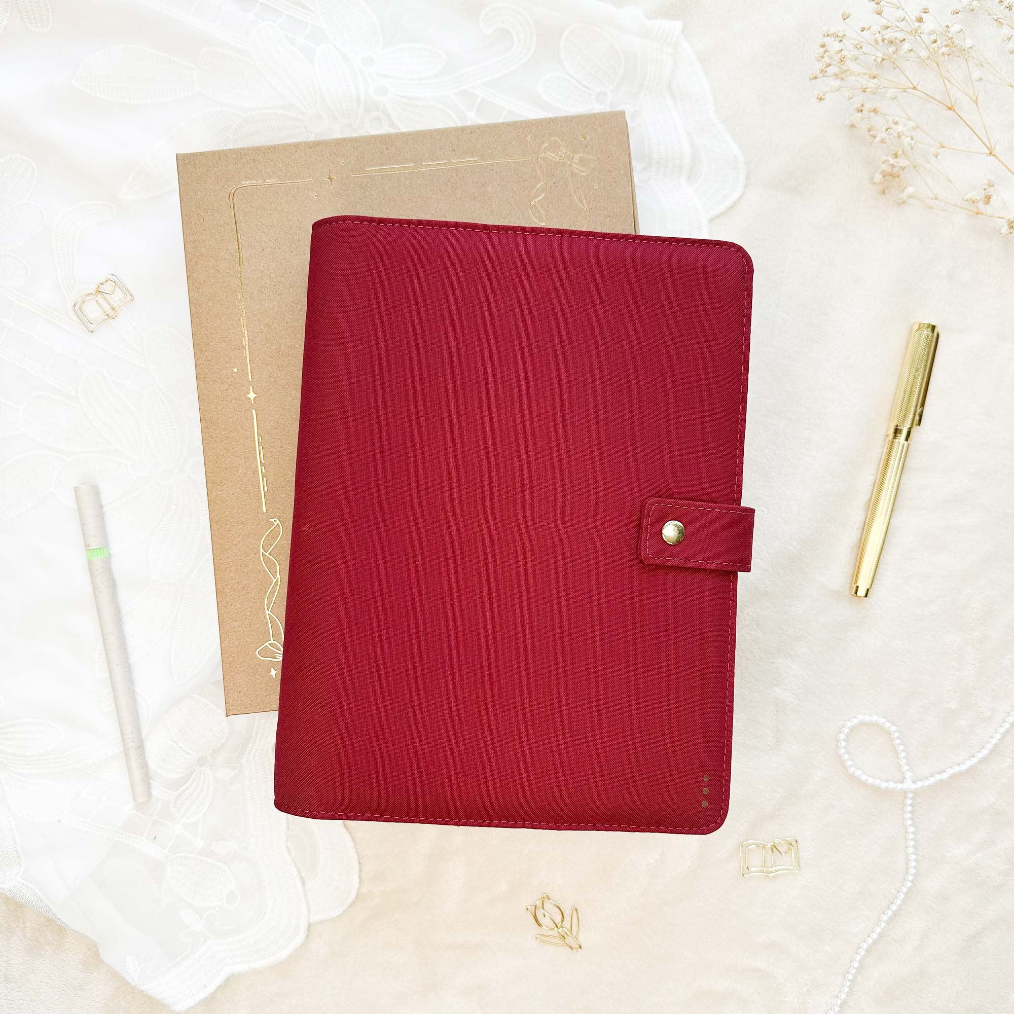 Ringbuch Cover -  Leinen - Bordeaux