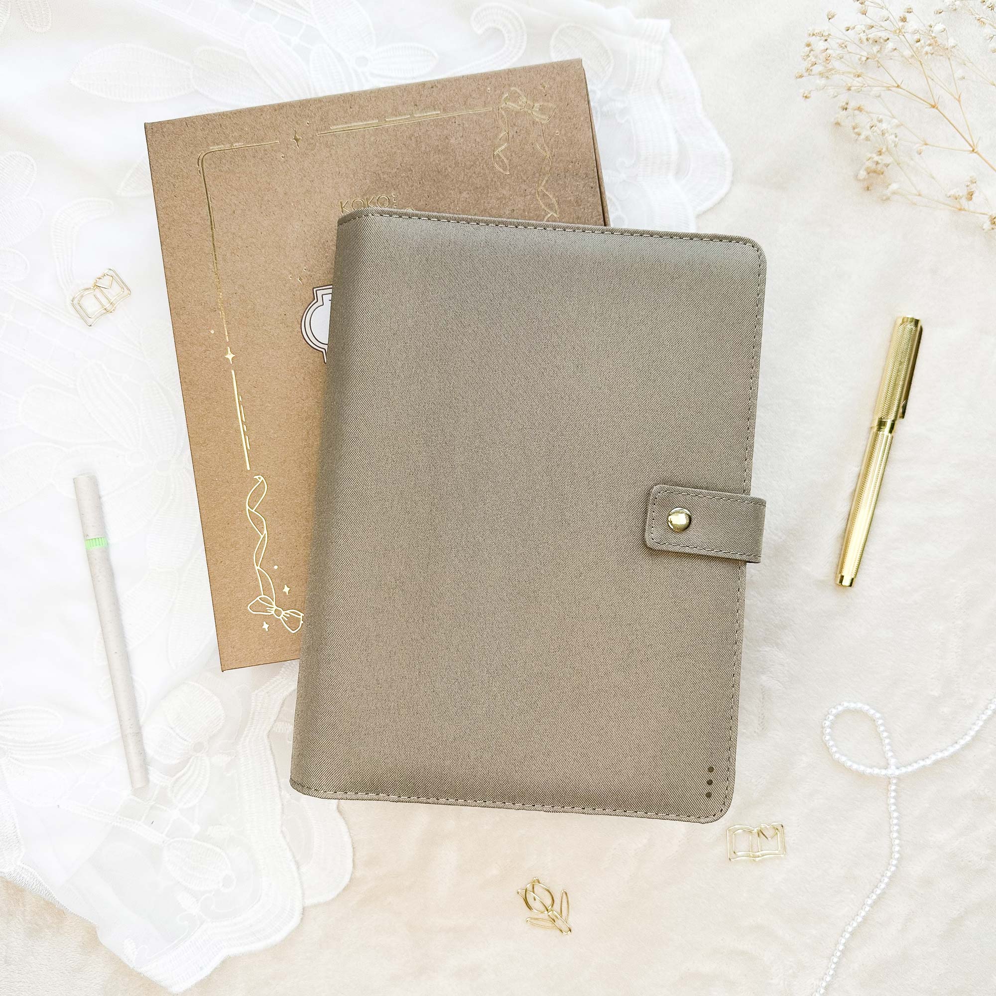 Ringbuch Cover -  Leinen - Cappuccino