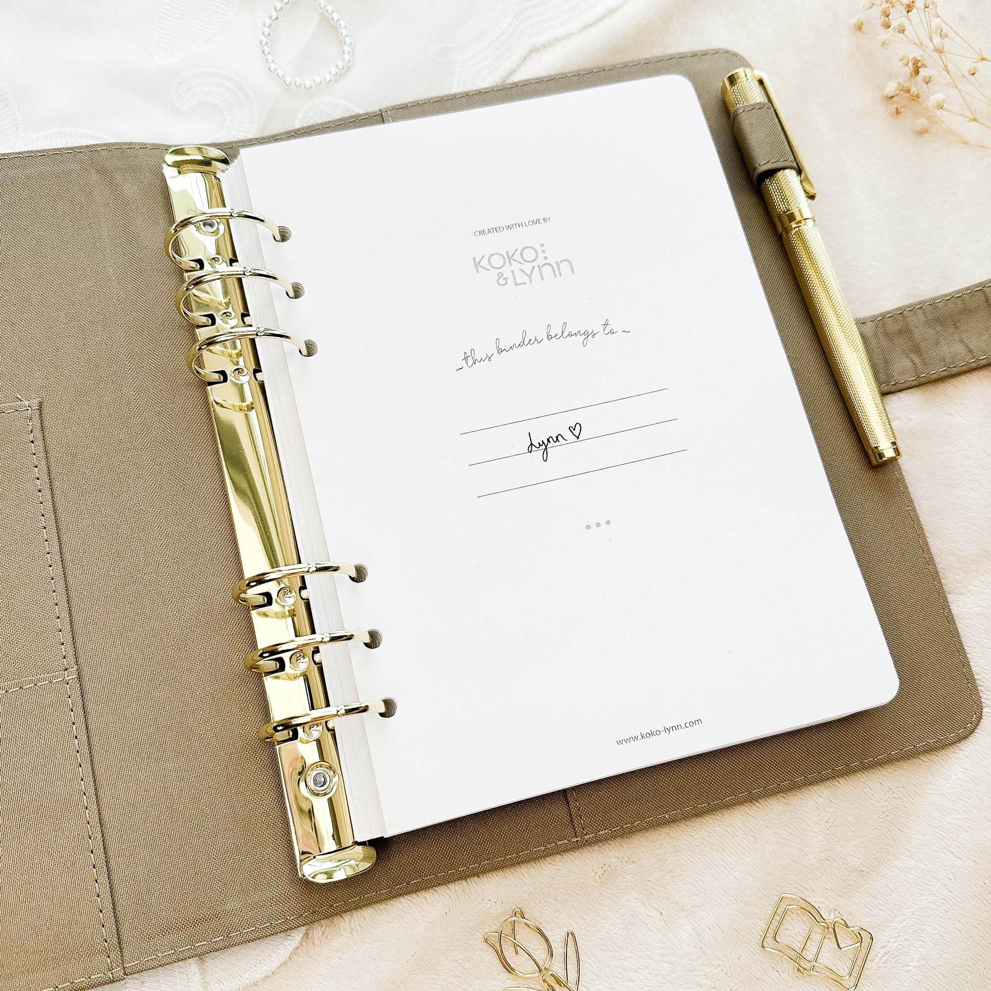 Ringbuch Cover -  Leinen - Cappuccino