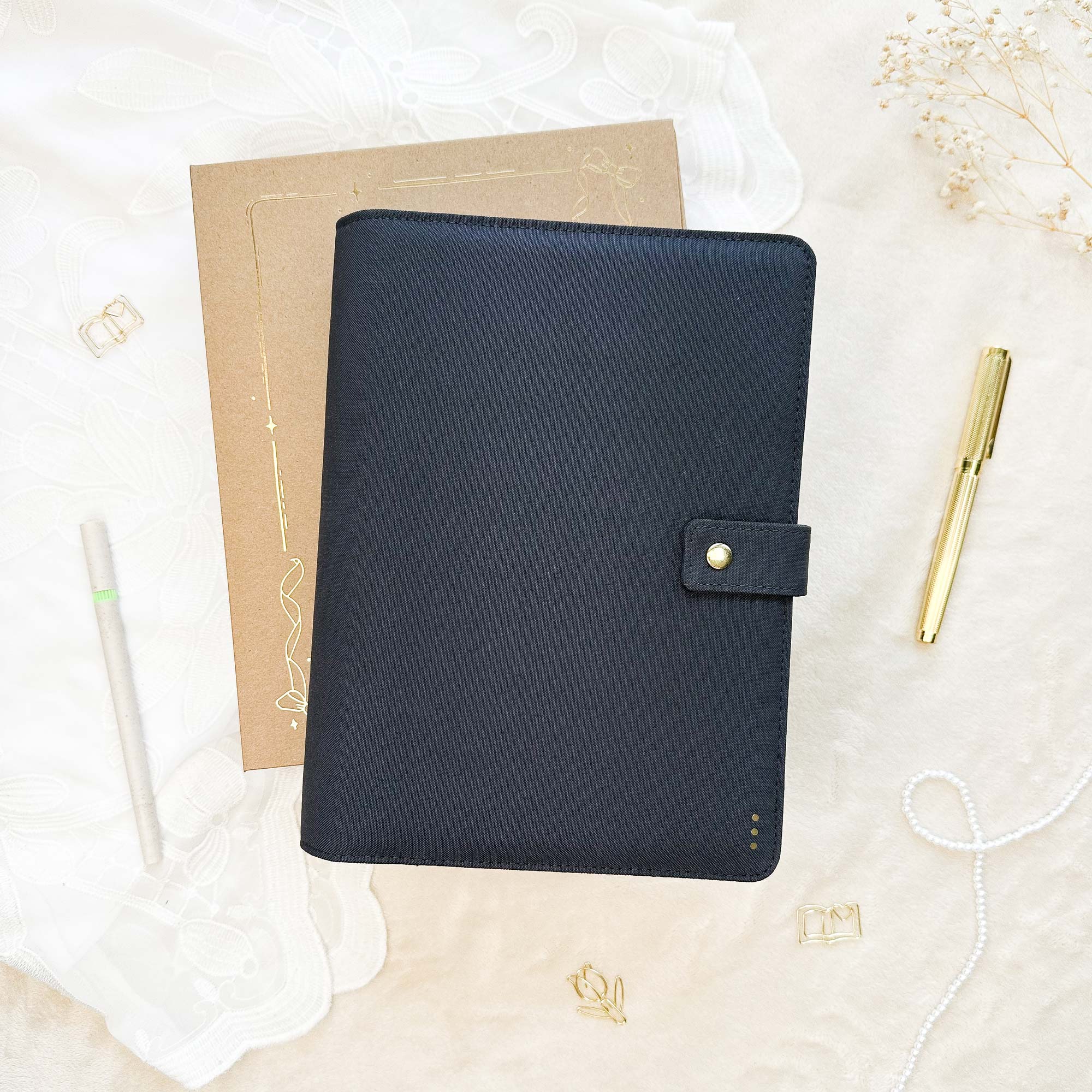 Ringbuch Cover -  Leinen - Blau-Grau