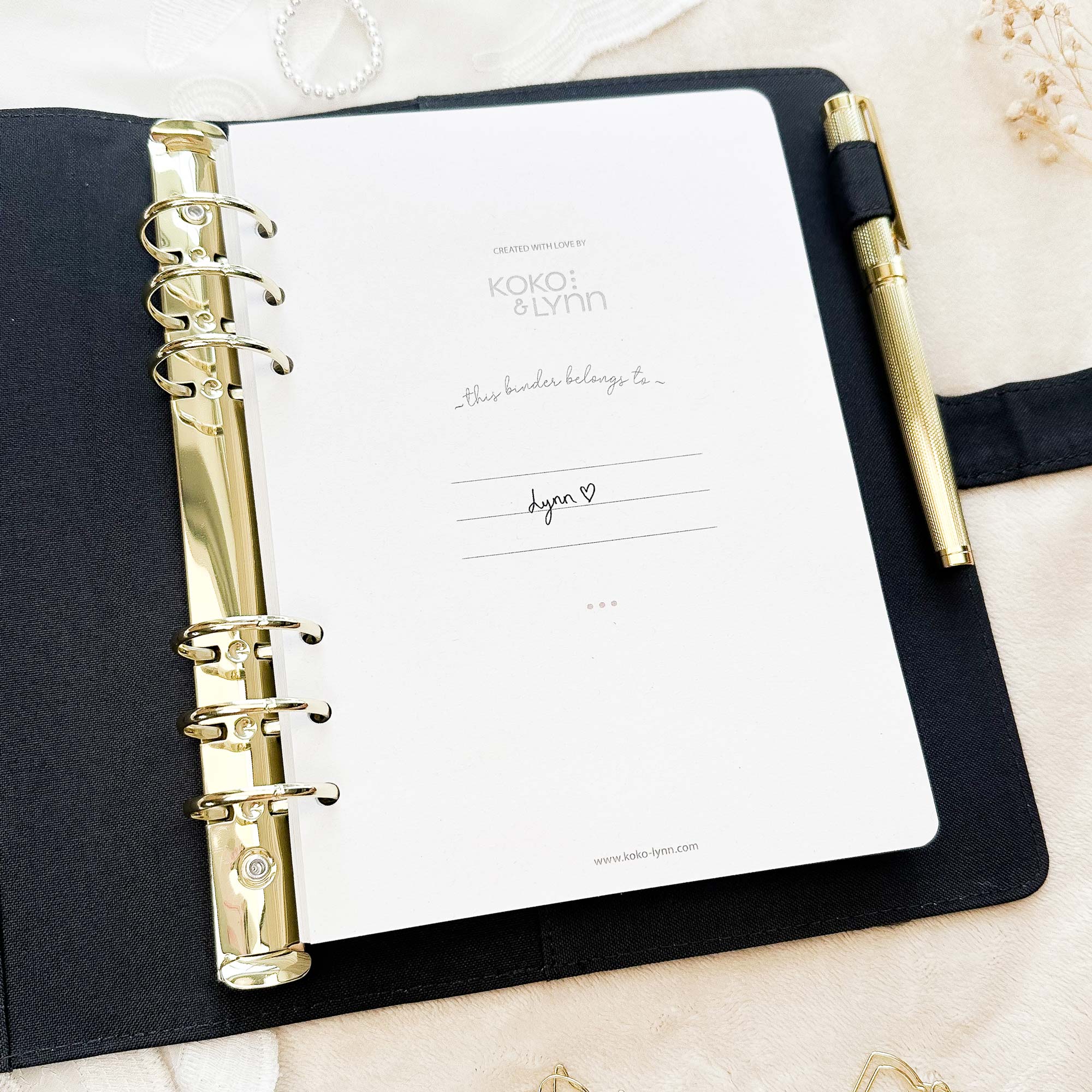 Ringbuch Cover -  Leinen - Blau-Grau
