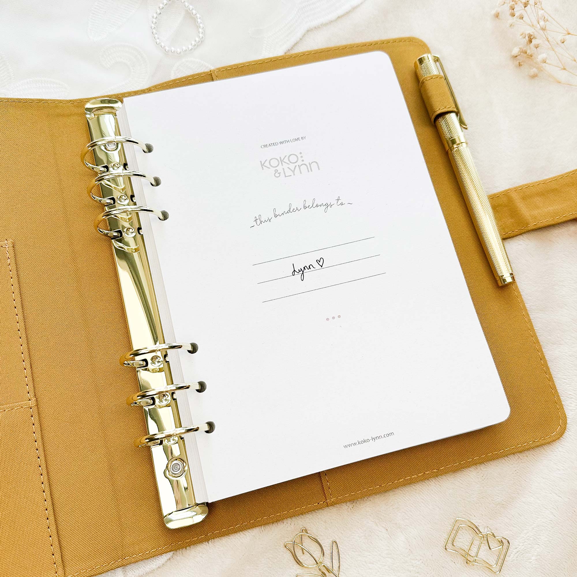 Ringbuch Cover -  Leinen - Senf