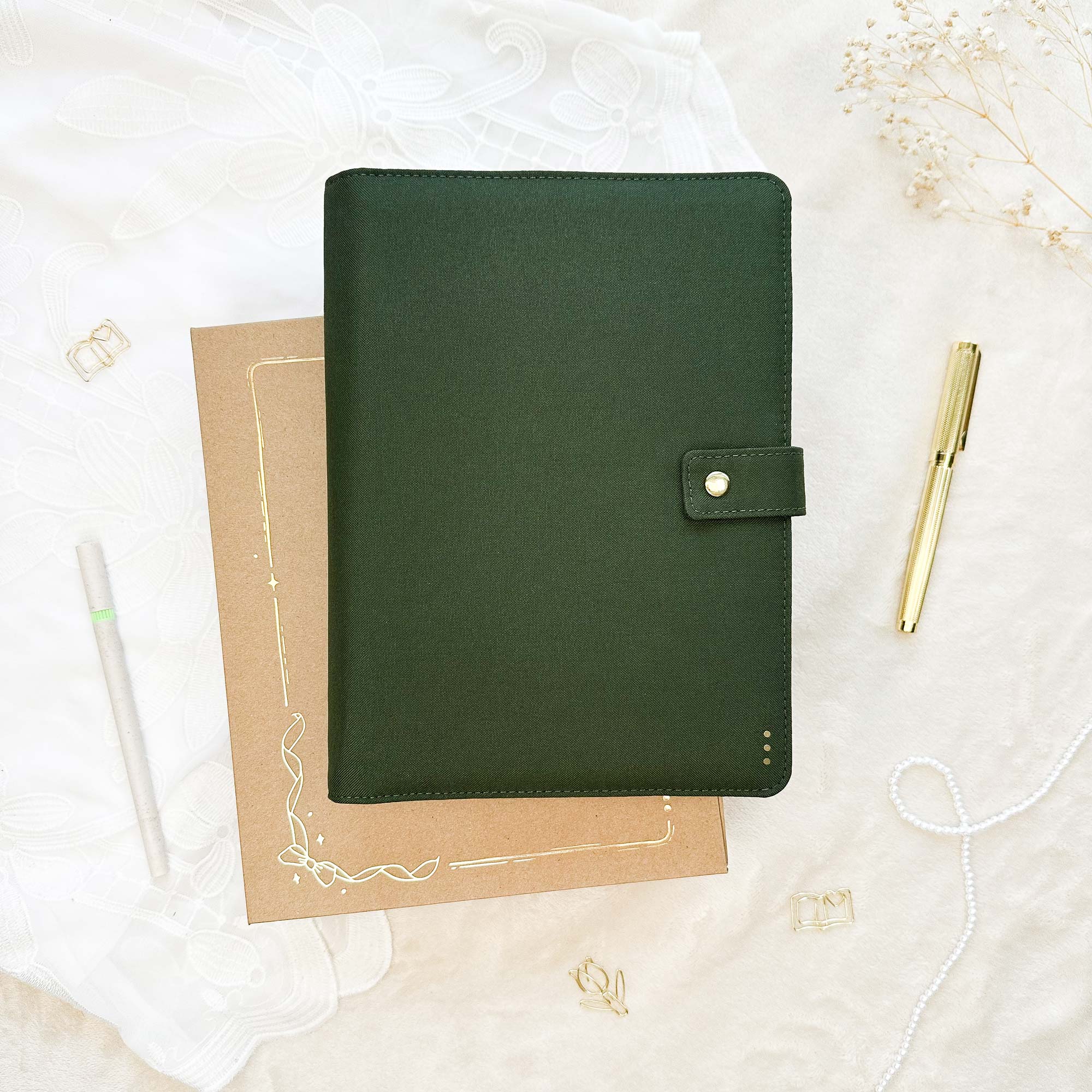 Ringbuch Cover -  Leinen - Oliv