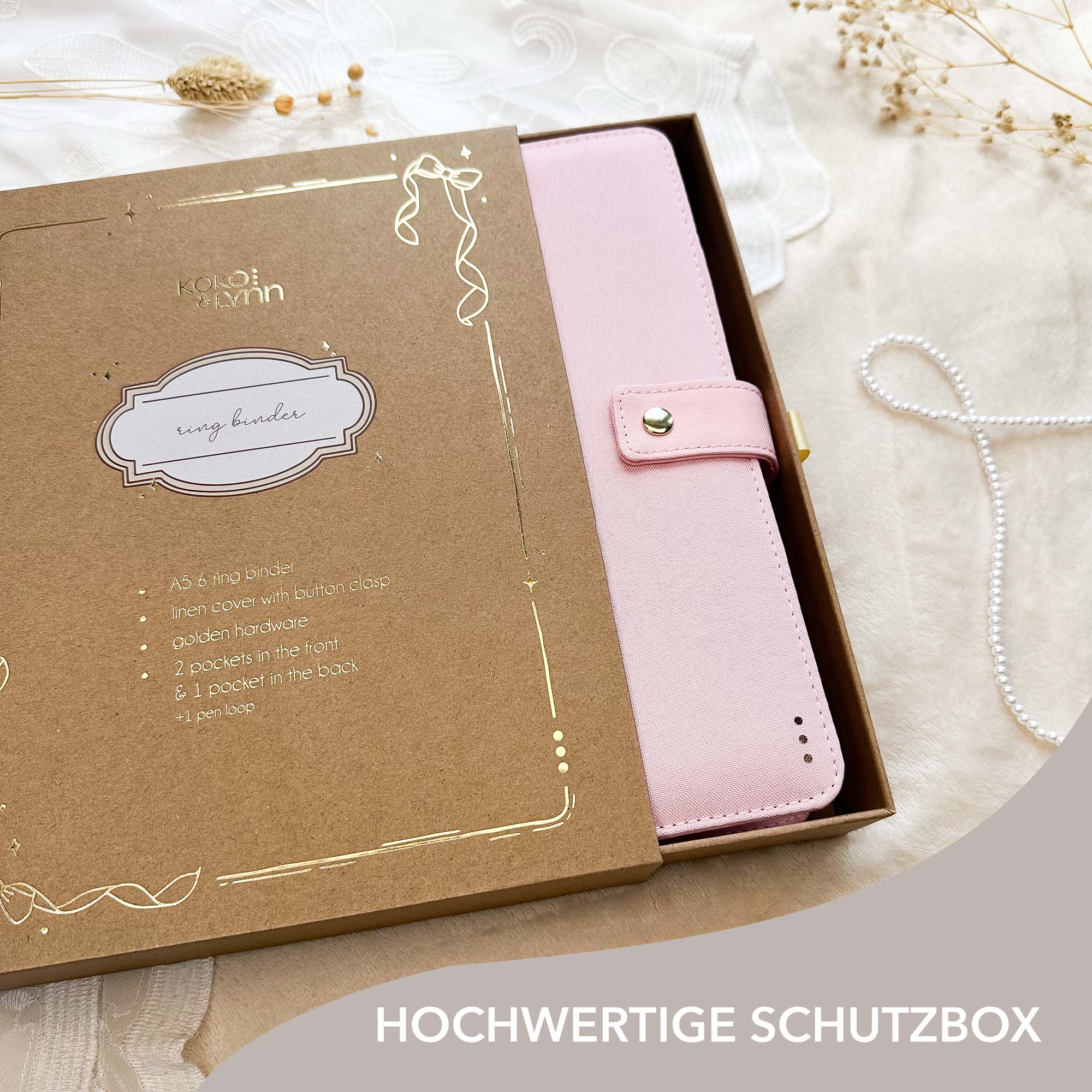 Ringbuch Cover -  Leinen - Rosa