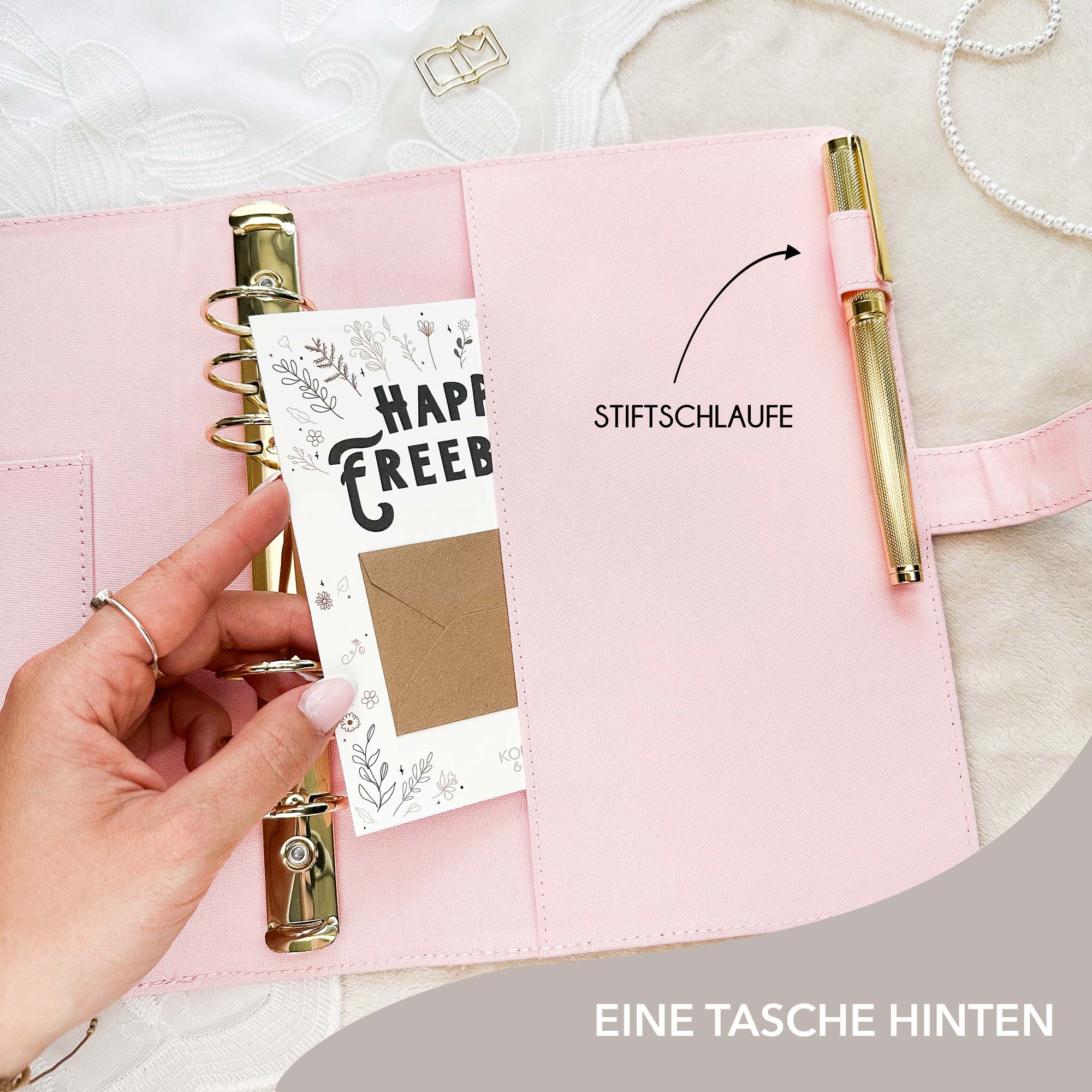 Ringbuch Cover -  Leinen - Rosa
