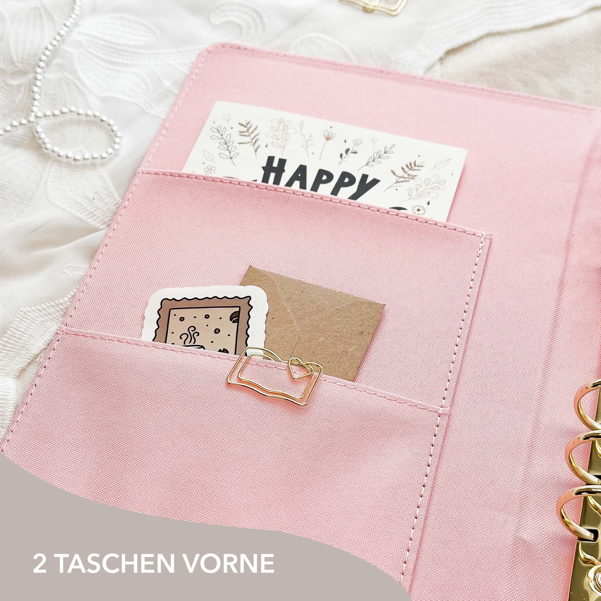 Ringbuch Cover -  Leinen - Rosa