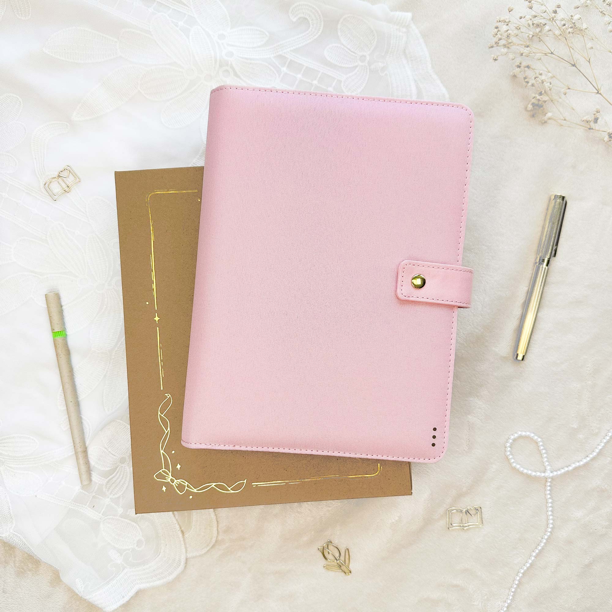 Ringbuch Cover -  Leinen - Rosa