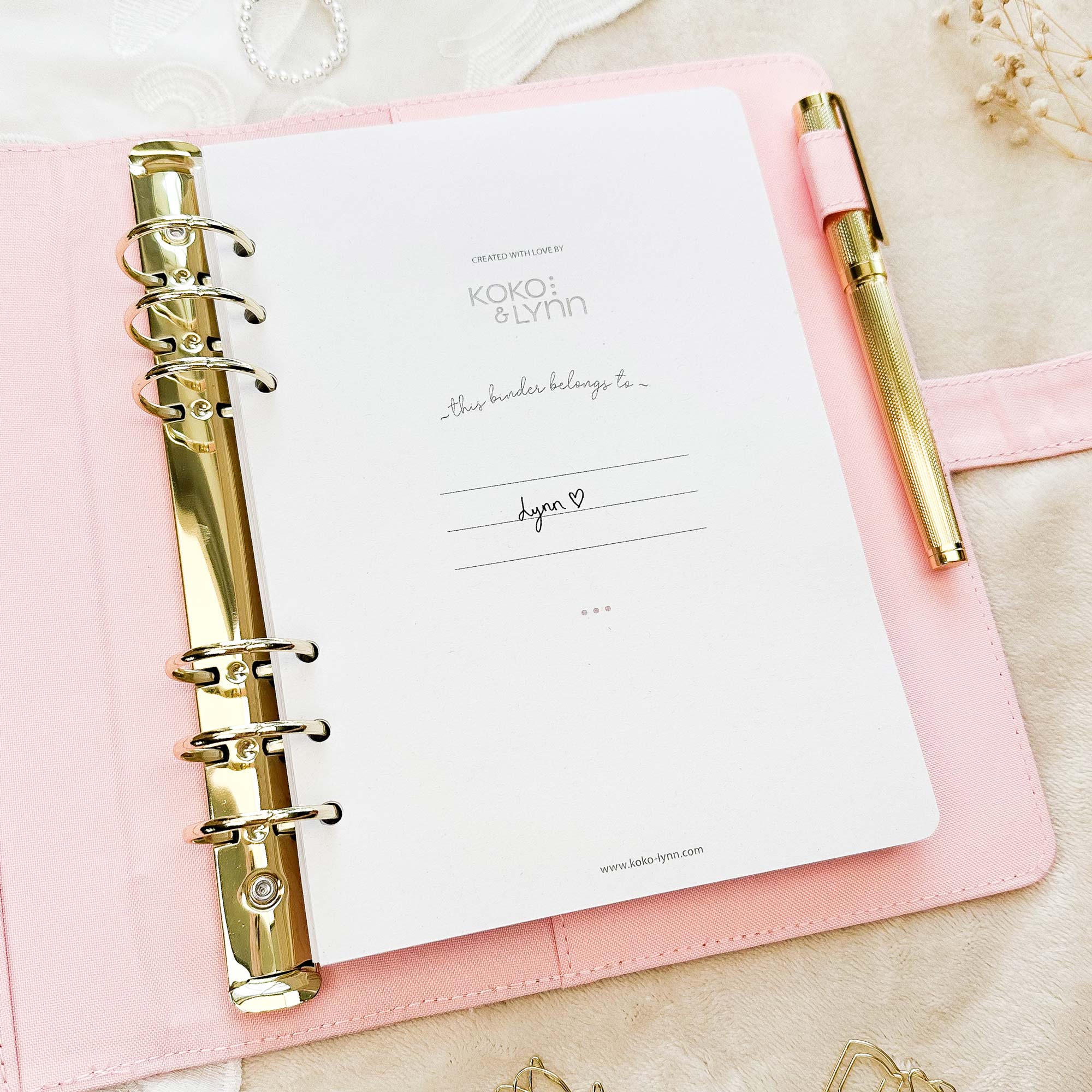 Ringbuch Cover -  Leinen - Rosa