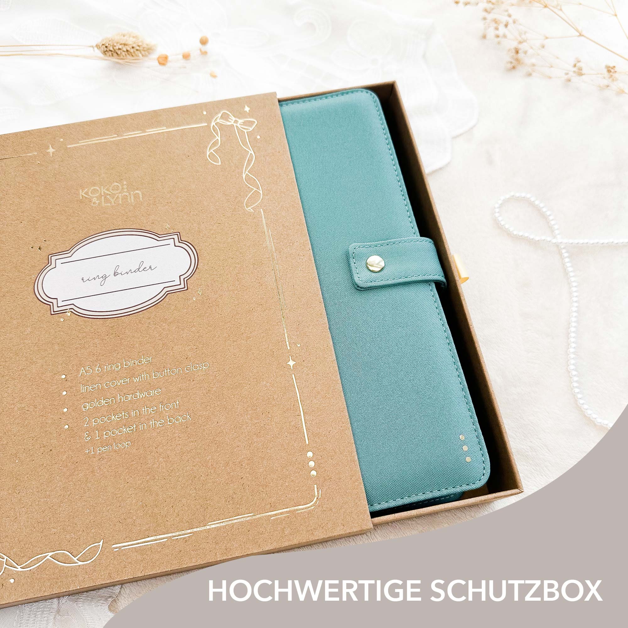 Ringbuch Cover -  Leinen - Petrol