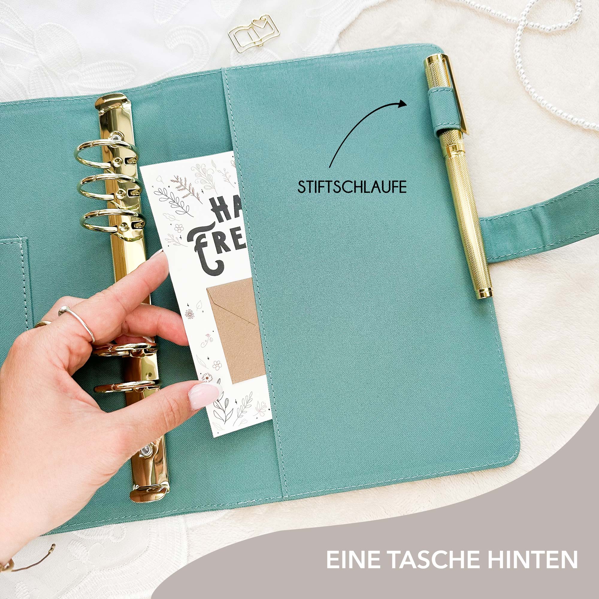 Ringbuch Cover -  Leinen - Petrol